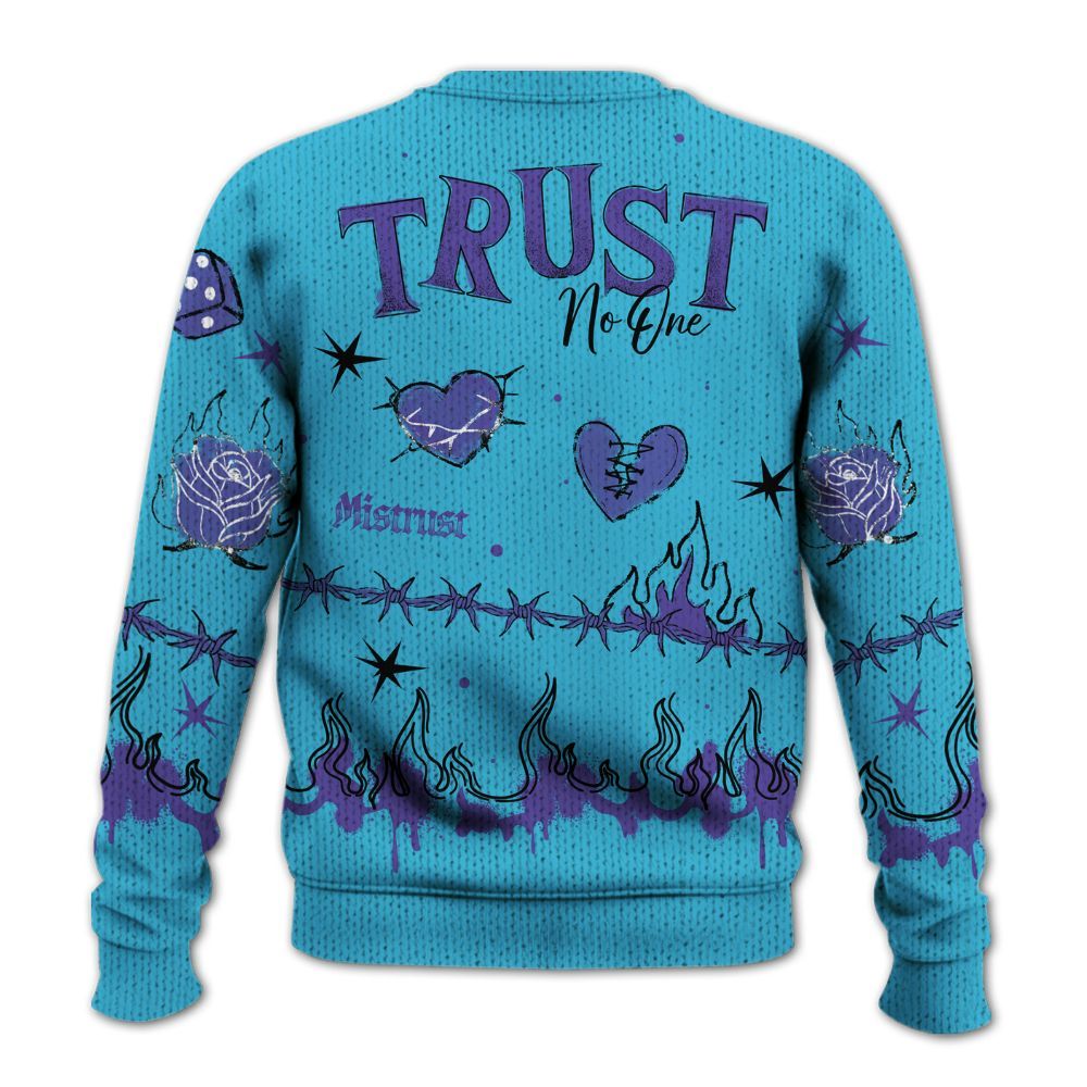 Knitted Sweater To Match Retro Aqua 6s - Trust No One Snake-Bite Doodle Crayon