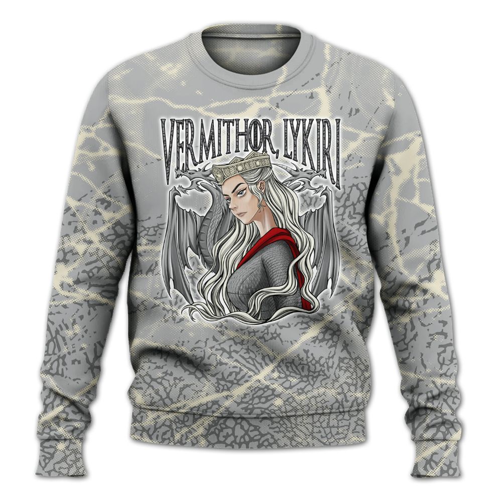 Sweatshirt To Match Cement Grey 3s - Dragon's Mom! Profound All Over Print