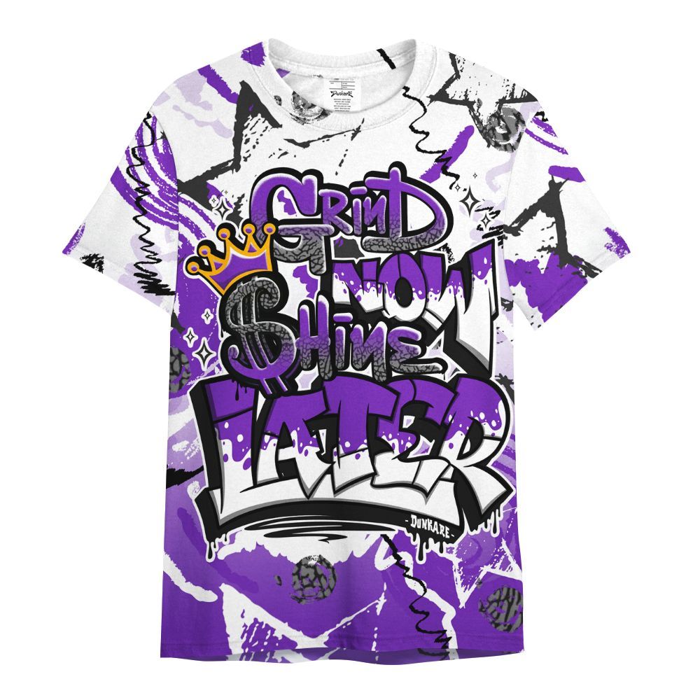 Shirt To Match Retro Dark Iris 3s - Grind Shine Later Drip All Over Print