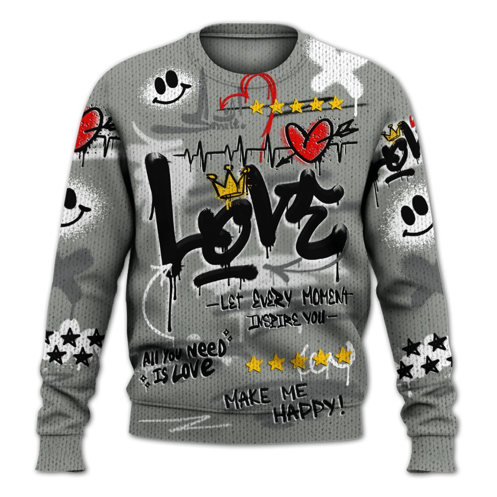 Knitted Sweater To Match Paris Olympics 4s - Happy Love Beats Graffiti Streetwear