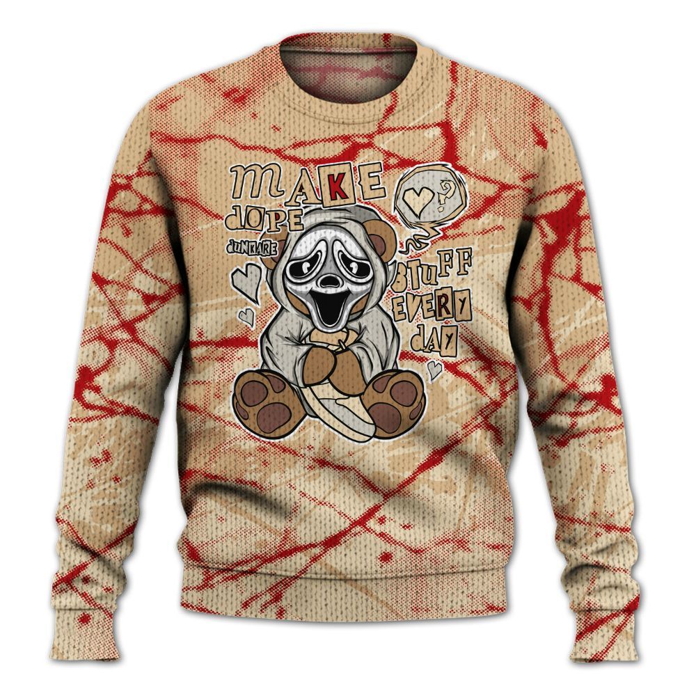 Knitted Sweater To Match Dunk Low Strawberry Waffle - Make Dopes Bear Profound