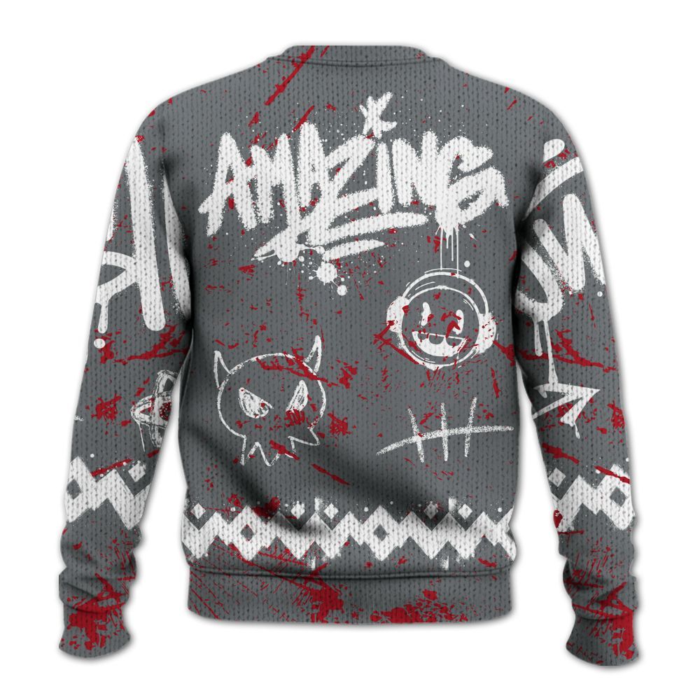 Knitted Sweater To Match Retro Fire Red 9s - Friday Sneaker Crayon