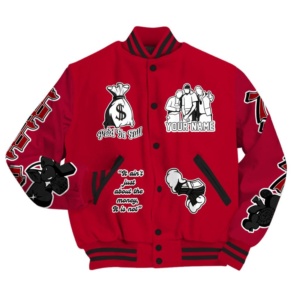 Varsity Jacket To Match Air Foamposite Pro Gym Red - Paid In Full Baseball Varsity Jacket Custom Name All Over Print