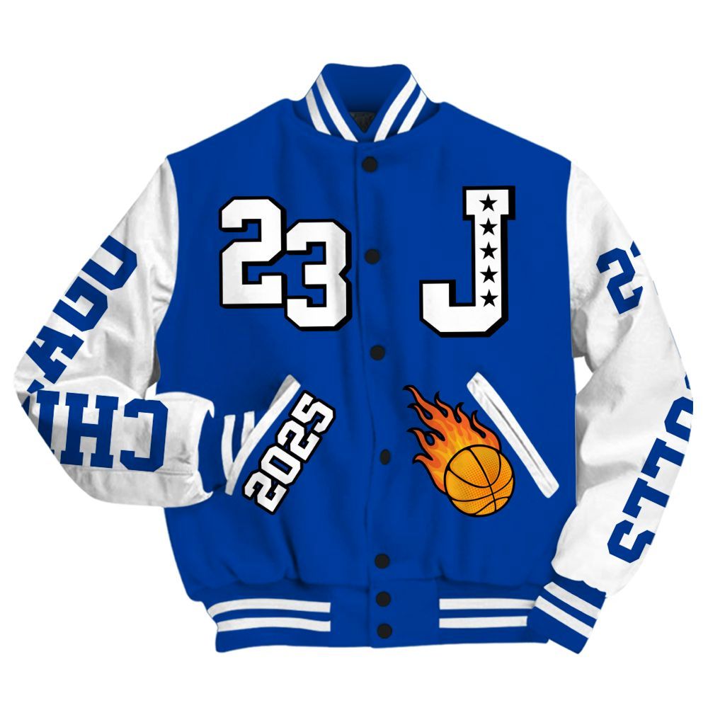 Varsity Jacket To Match Hyper Royal 12s - Chicago 23 Basketball All Over Print