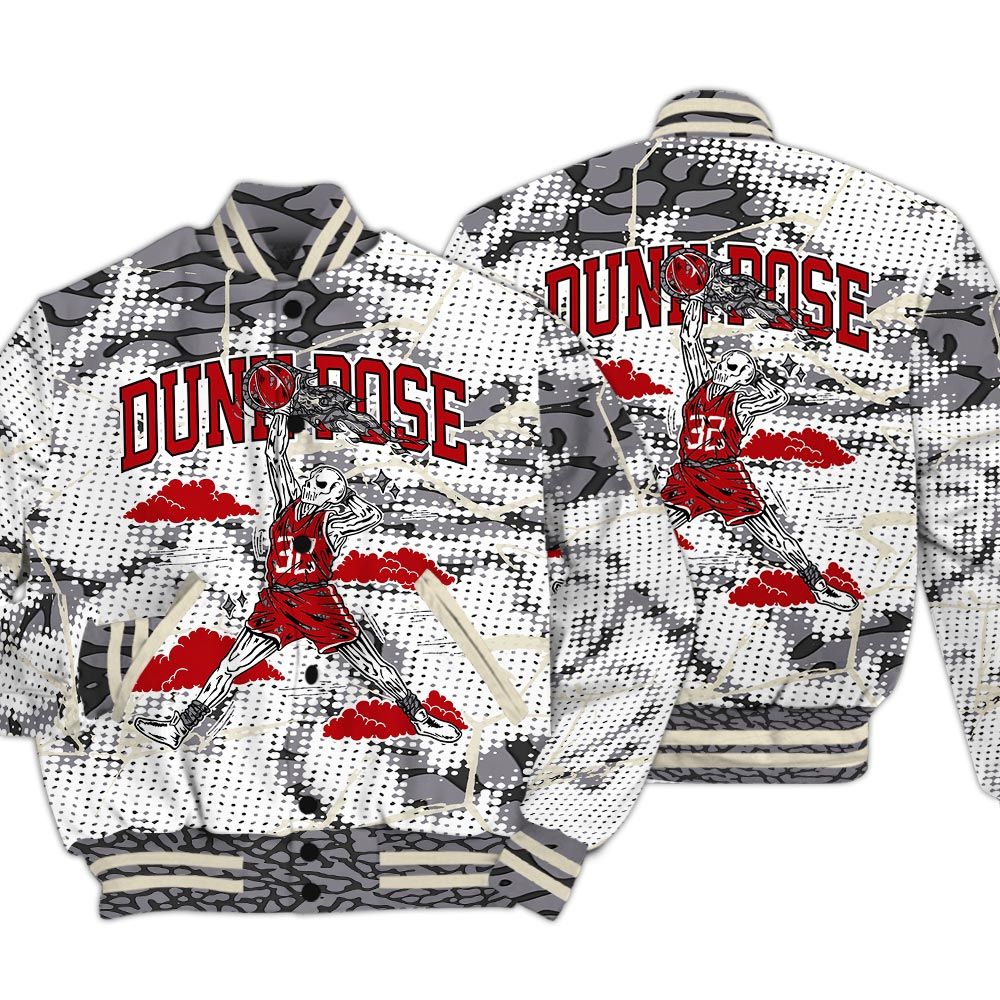 Varsity Jacket To Match Cement Grey 3s - Pose Skeleton Crack Varsity Jacket Unisex