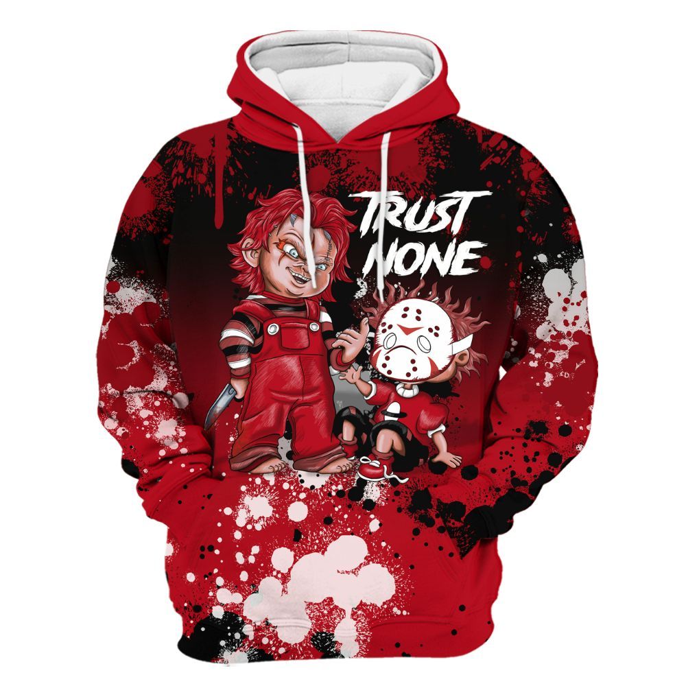 Hoodie To Match Bred Velvet 11s - Trust No One Scary All Over Print