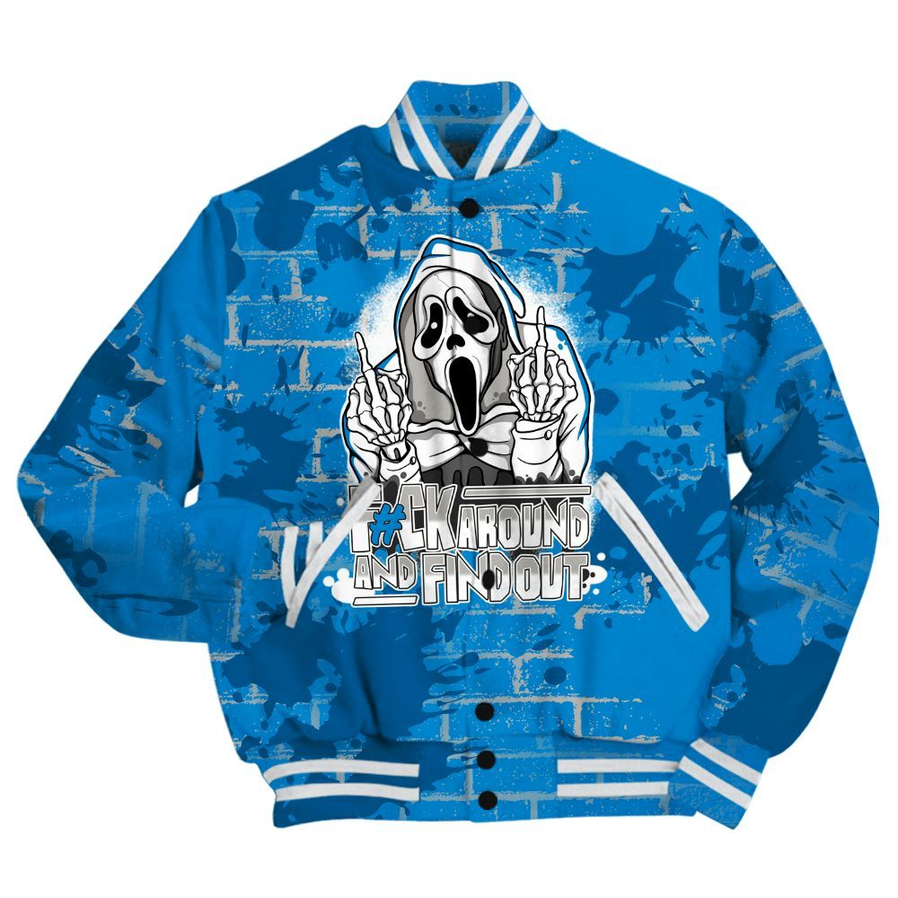 Varsity Jacket To Match Military Blue 4s Shirt - F#CK And Find Out Graphic Halloween All Over Print