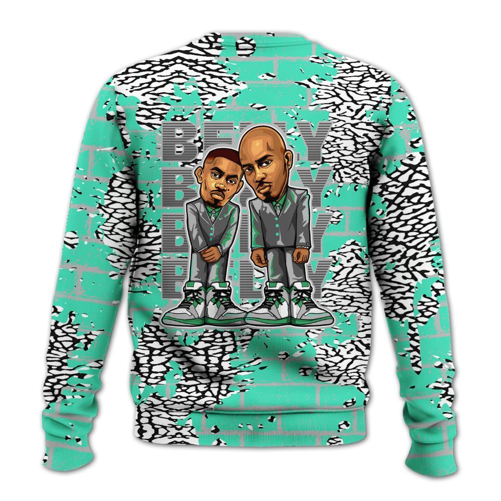 Sweatshirt To Match Black Green Glow 3s - Belly Sneakers Graphic Halloween All Over Print