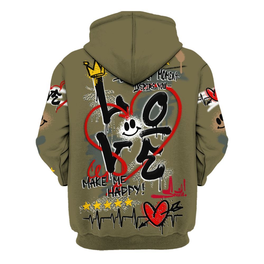 Hoodie To Match Retro Family Affair 3s - Happy Love Beats Graffiti Streetwear All Over Print