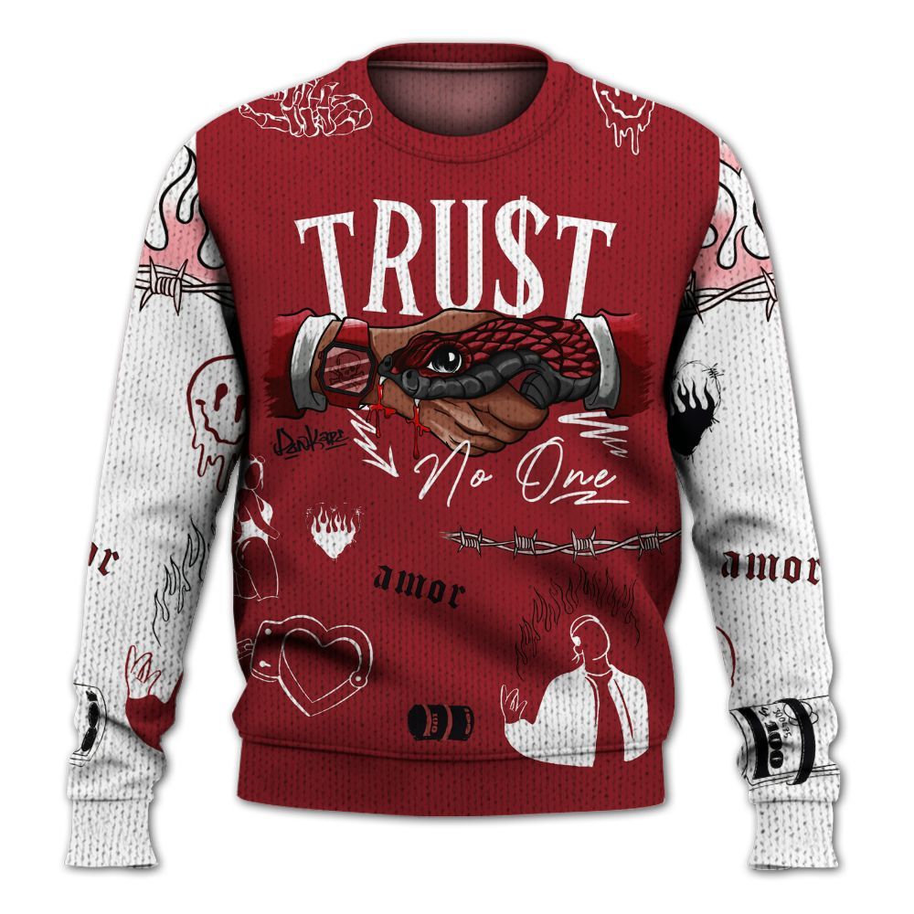 Knitted Sweater To Match High Black Toe Reimagined 1s - Snake Trust No One