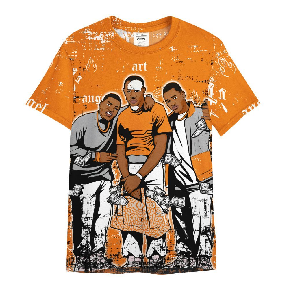 Shirt To Match Orange Citrus 3s - Paid In Full Money All Over Print