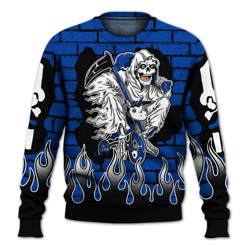 Sweatshirt To Match Hyper Royal 12s - Self Make Skeleton Crashed All Over Print