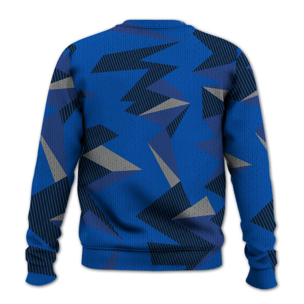 Knitted Sweater To Match Racer Blue 5s - Geometric Camouflage Pattern