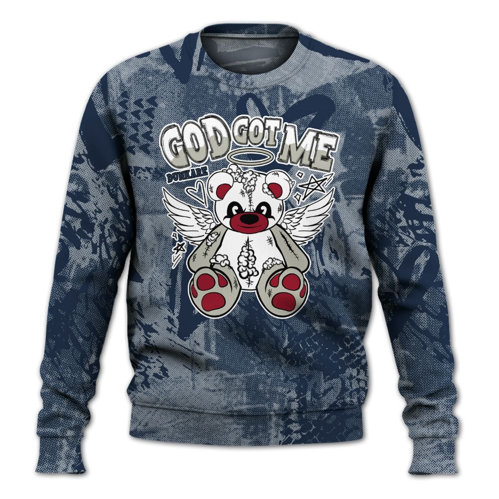 Sweatshirt To Match White Midnight Navy 6s - Gods Guides Me Bear Heart Grunge All Over Print