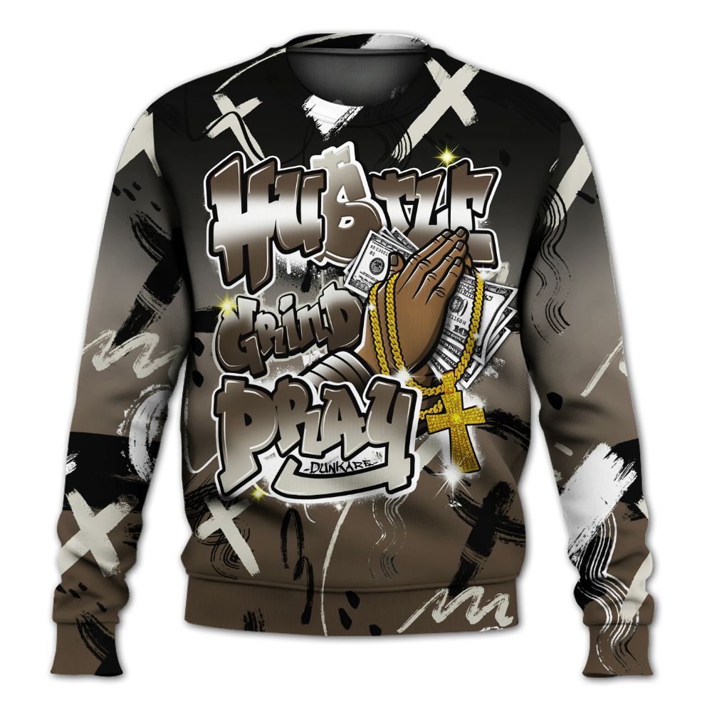 Sweatshirt To Match Palomino 1s - Money Hustle Grind Pray All Over Print
