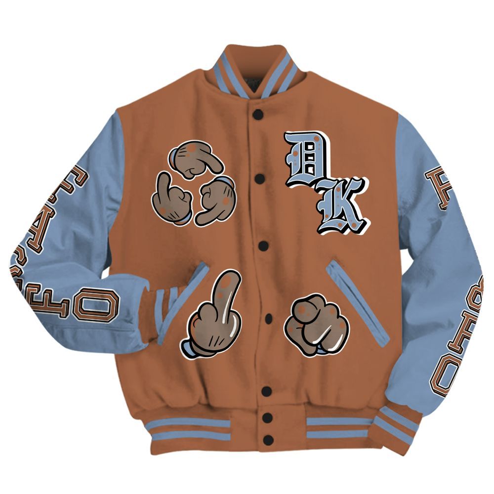 Varsity Jacket To Match Air Foamposite Metallic Copper - F Around Find Out Graphic All Over Print