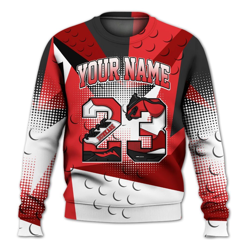 Sweatshirt To Match Chile Red 9s - Poly Custom Name Number 23 5s All Over Print