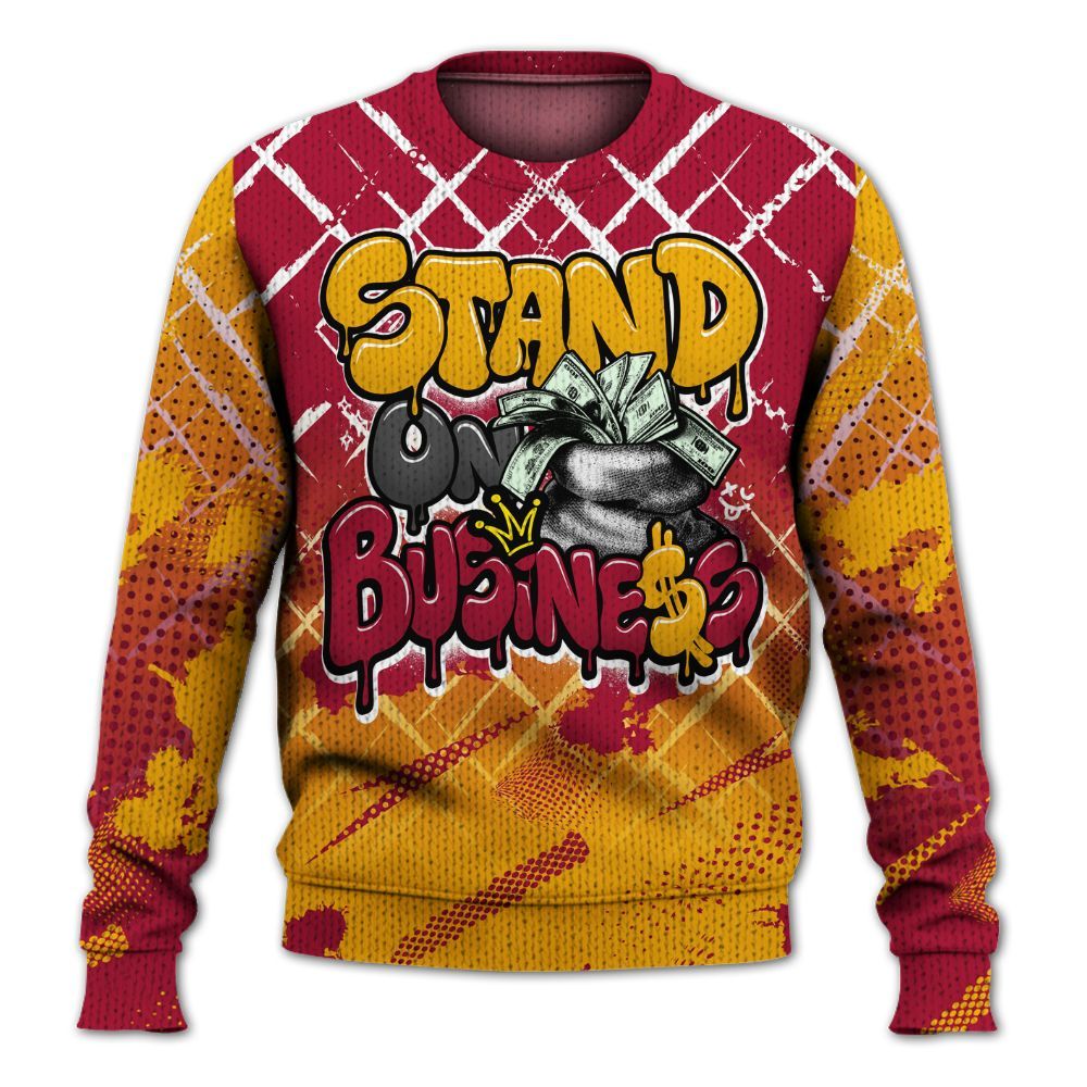 Knitted Sweater To Match Cardinal 7s - Halftone Stand Business Dripping