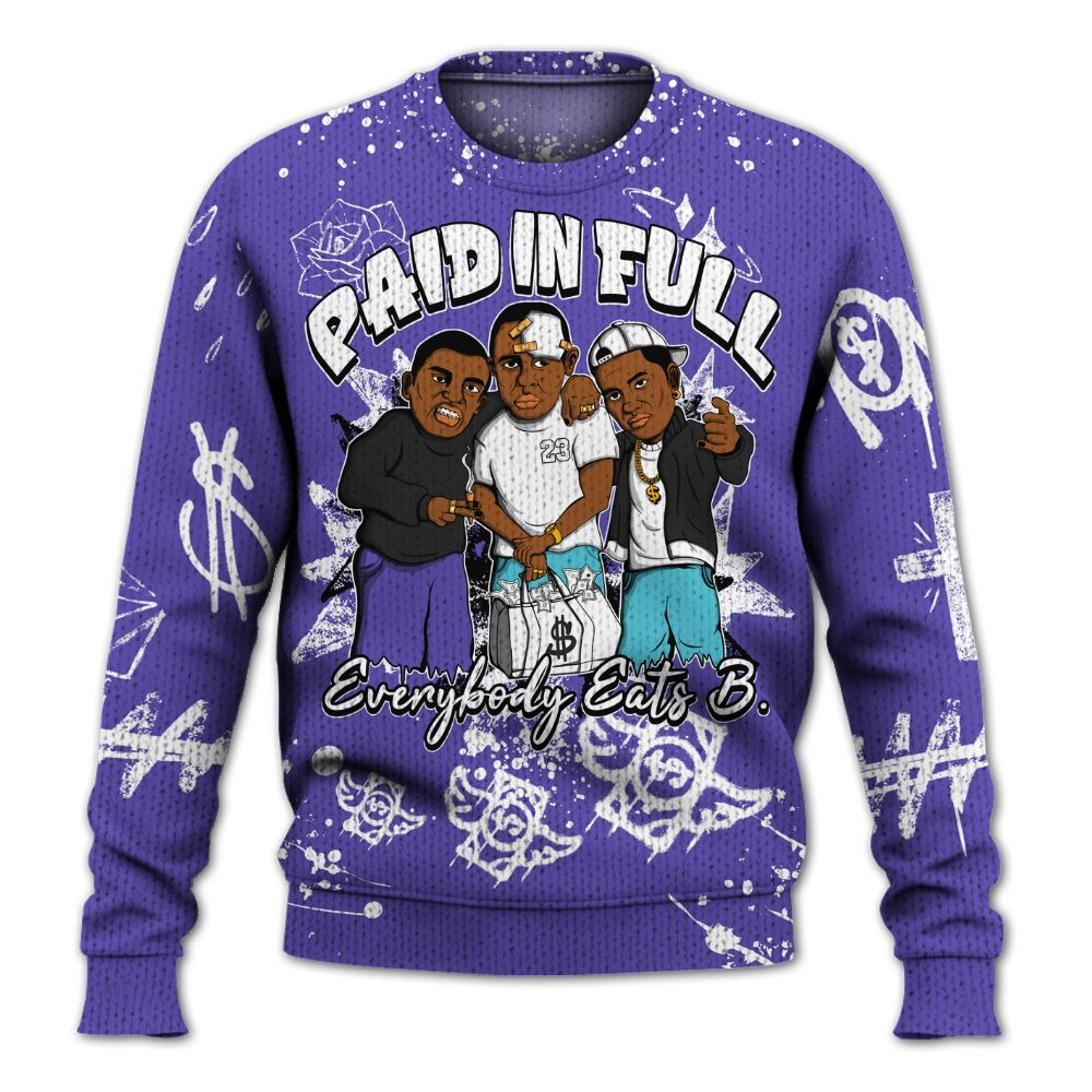 Sweater To Match SB Dunk Low Purple Lagoon - Everybody Paid In Full Crayon Graphic