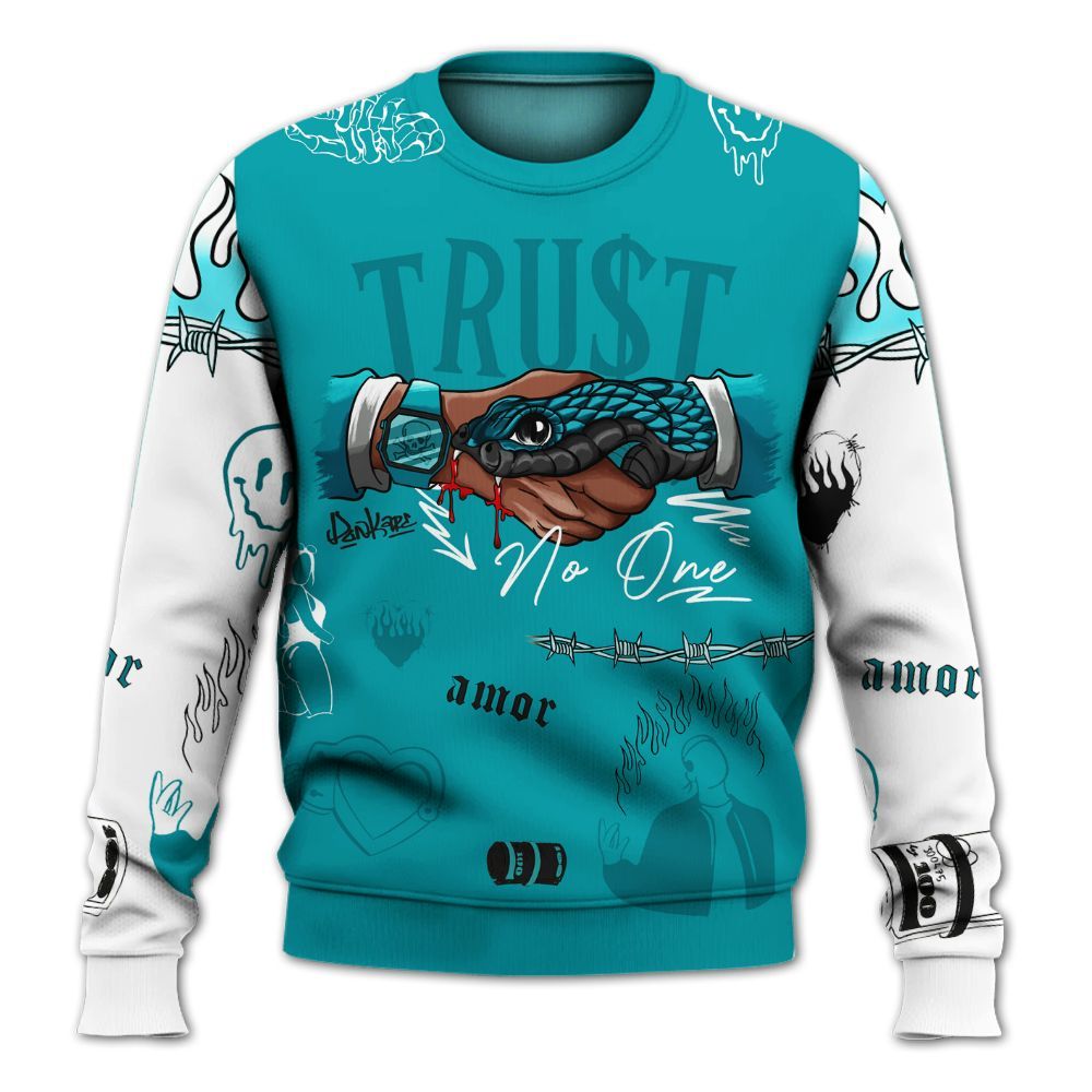 Sweatshirt To Match Air Griffey Max Aquamarine 1s - Snake Trust No One All Over Print