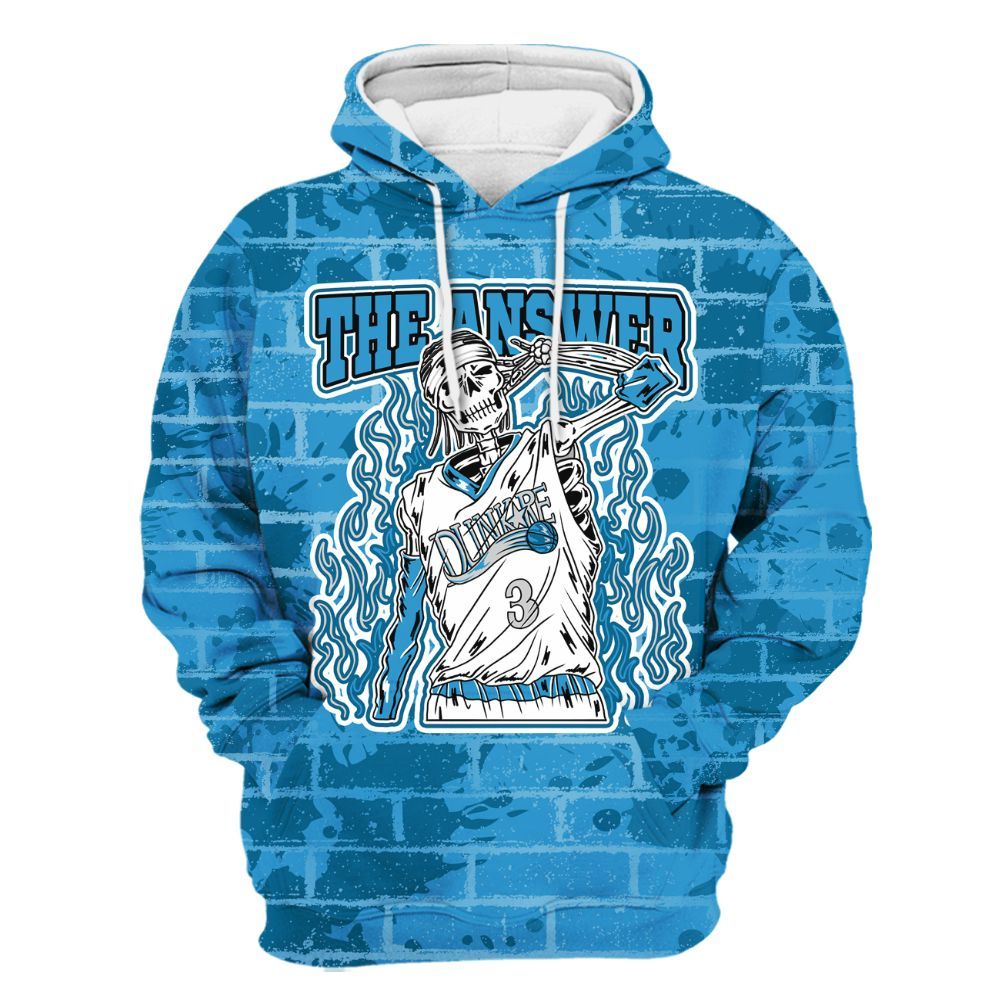 Hoodie To Match Powder Blue 9s - Allen Answer Skeleton Brick All Over Print