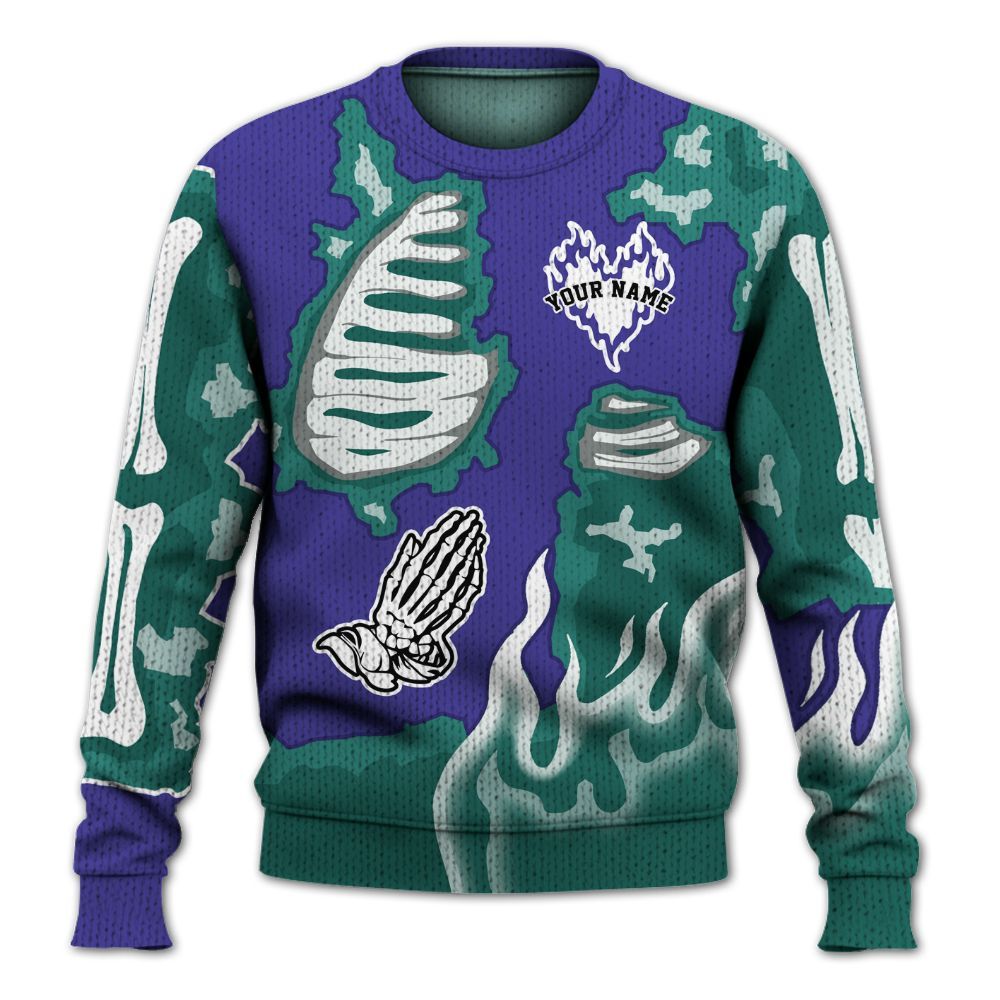 Sweater To Match Retro Grape 5s - Dislike Us Burning Custom Name Graphic