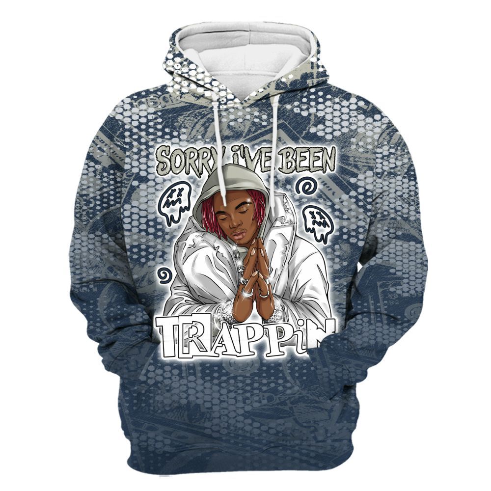 Hoodie To Match White Midnight Navy 6s - Trappin' Banknote All Over Print