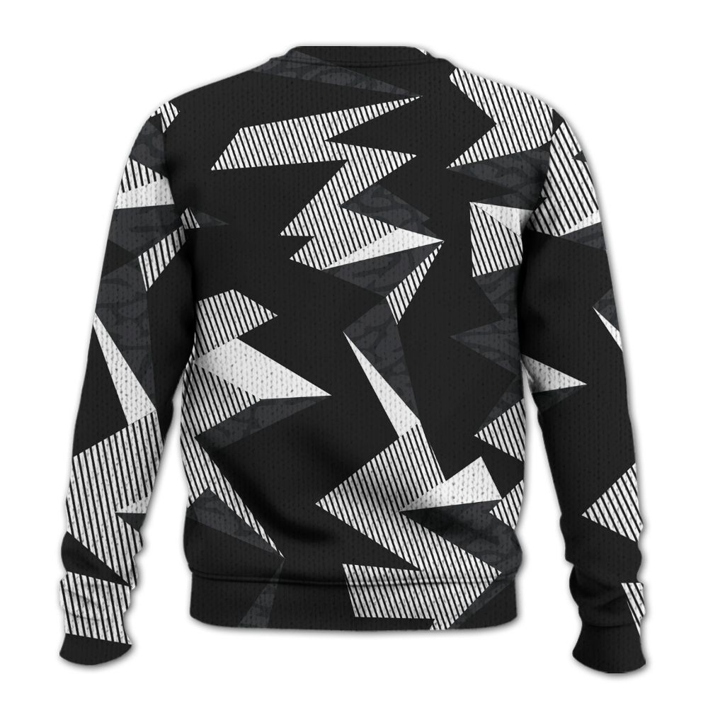 Knitted Sweater To Match Black Cat 3s - Geometric Camouflage Pattern