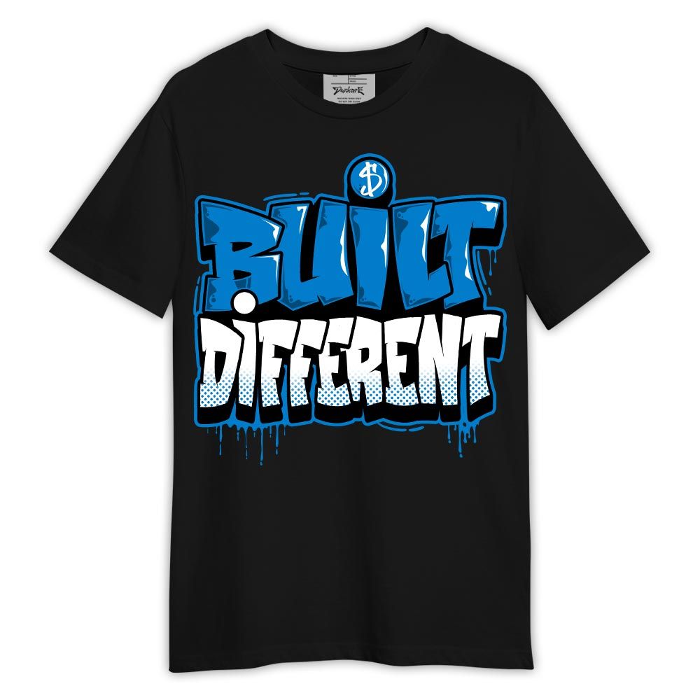 Shirt To Match Industrial Blue 4s - Graphic Built Different Shirt Military Blue 4s Outfit