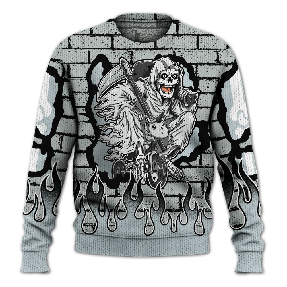 Knitted Sweater To Match Black Wolf Grey 12s - Self Make Skeleton Crashed