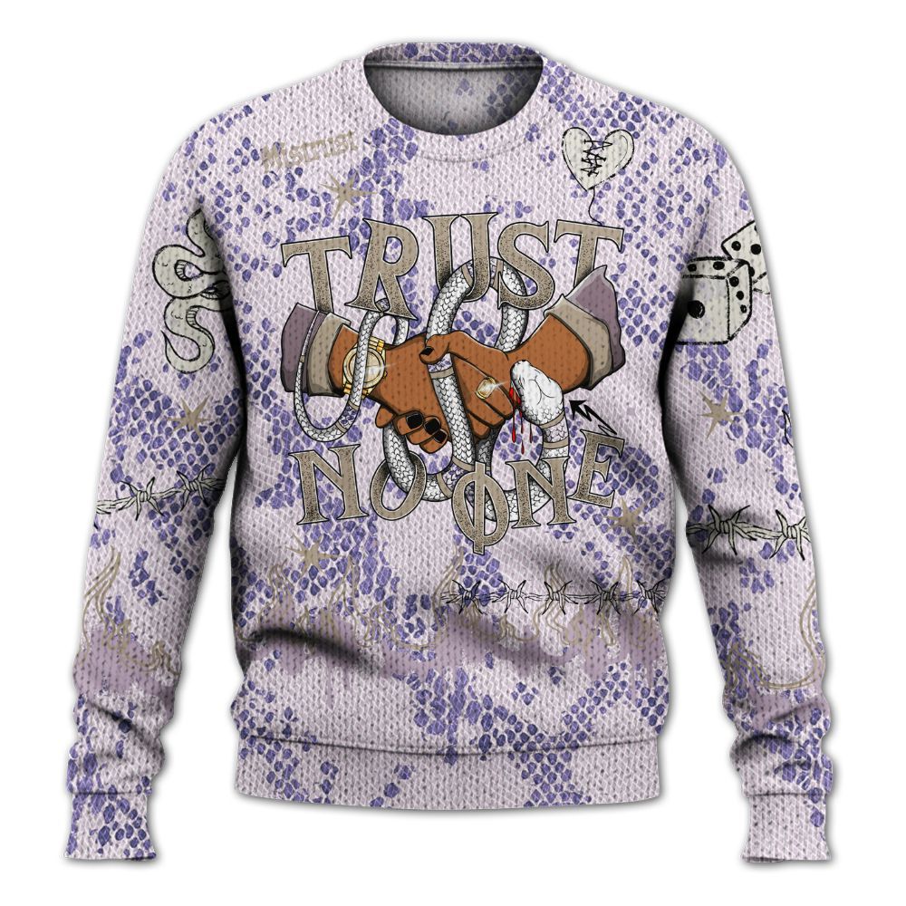 Knitted Sweater To Match Air Force 1 Low Purple Snake - Trust No One Snake-Bite Doodle Crayon