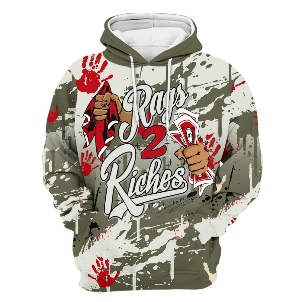 Hoodie To Match Low OG Medium Olive 1s - Rag 2 Riches All Over Print