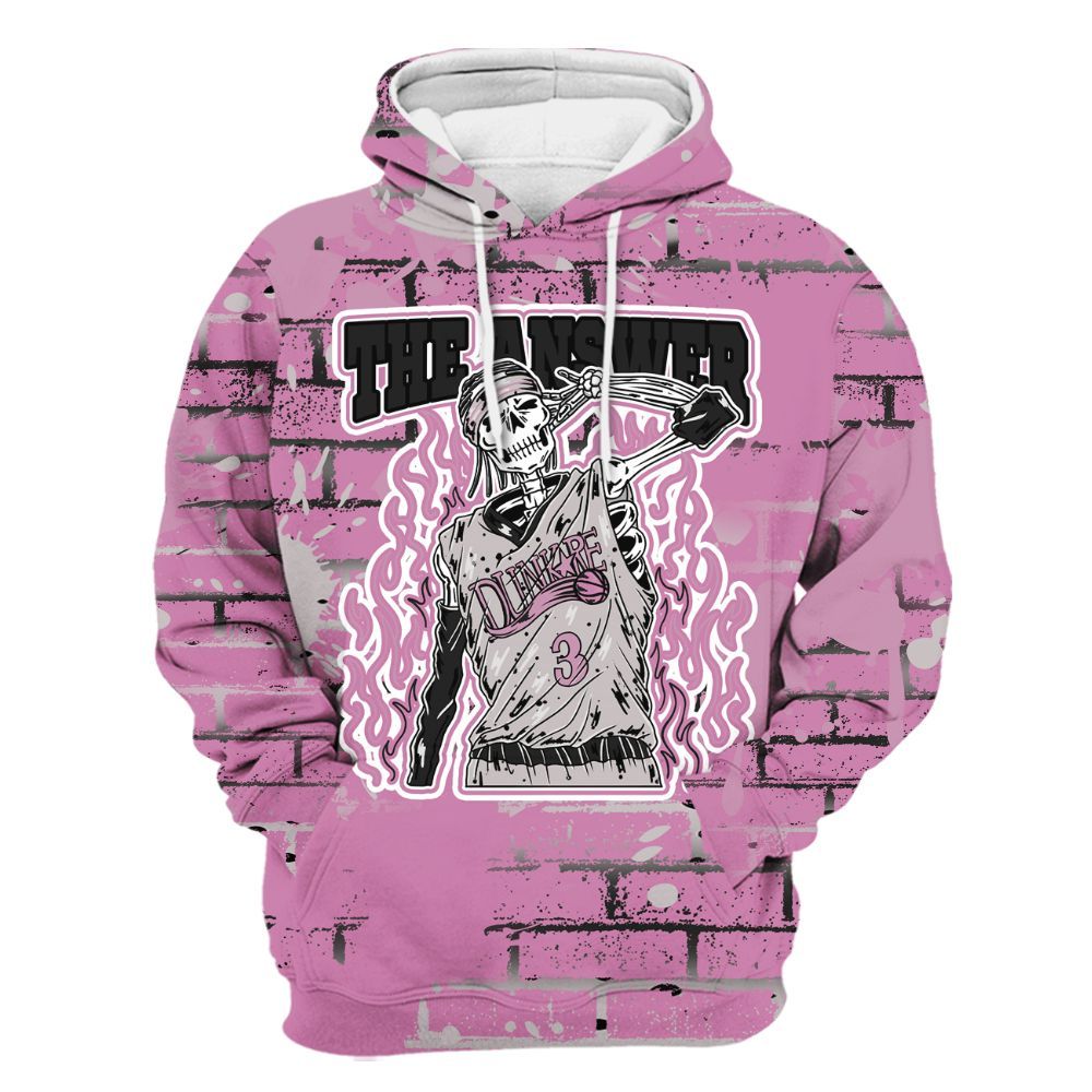 Hoodie To Match Neutral Grey Black White Orchid 4s - Allen Answer Skeleton Brick All Over Print