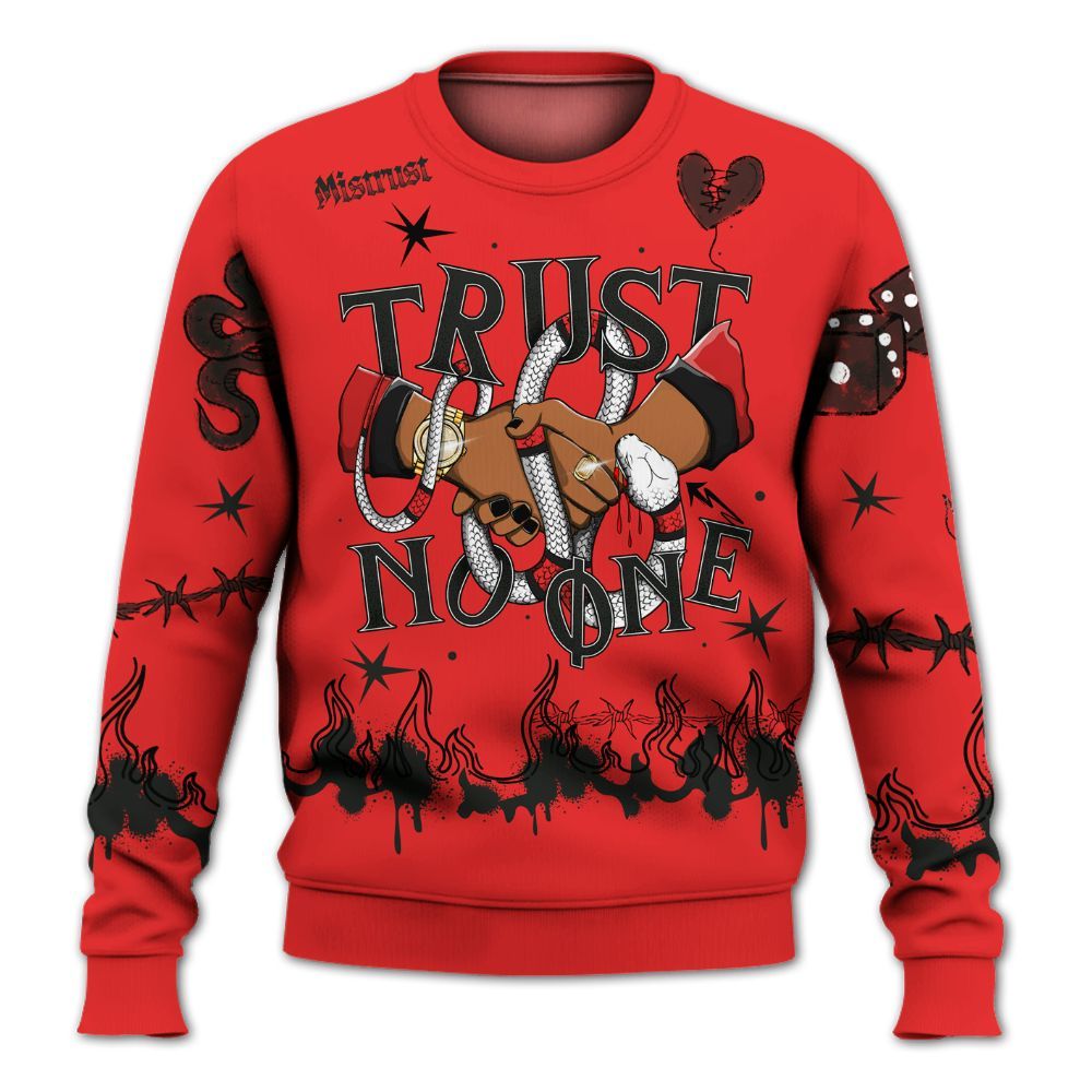 Sweatshirt To Match Red Thunder 4s - Trust No One Snake-Bite Doodle Crayon All Over Print