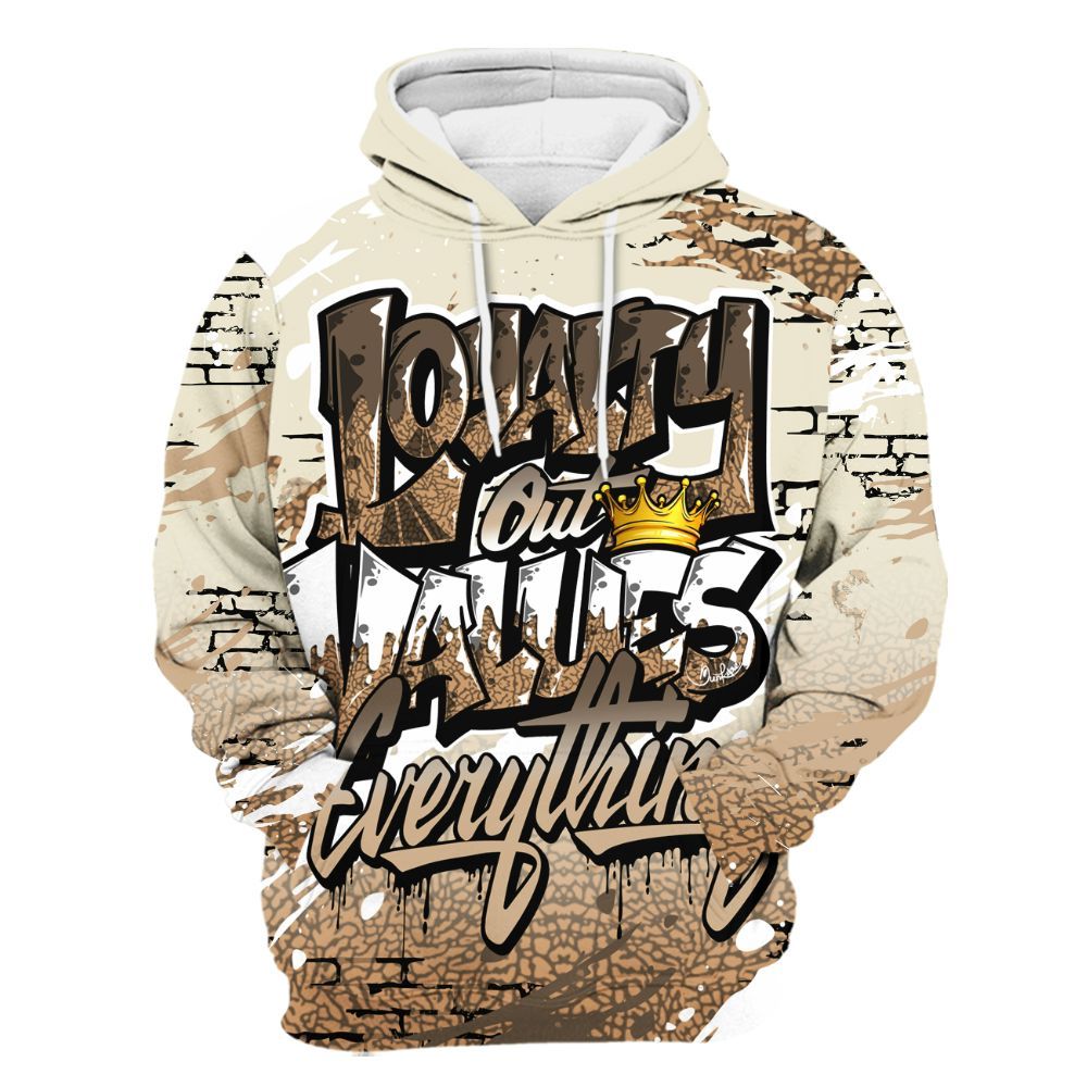 Hoodie To Match Orewood Brown 3s - Values Of Loyalty Drip All Over Print