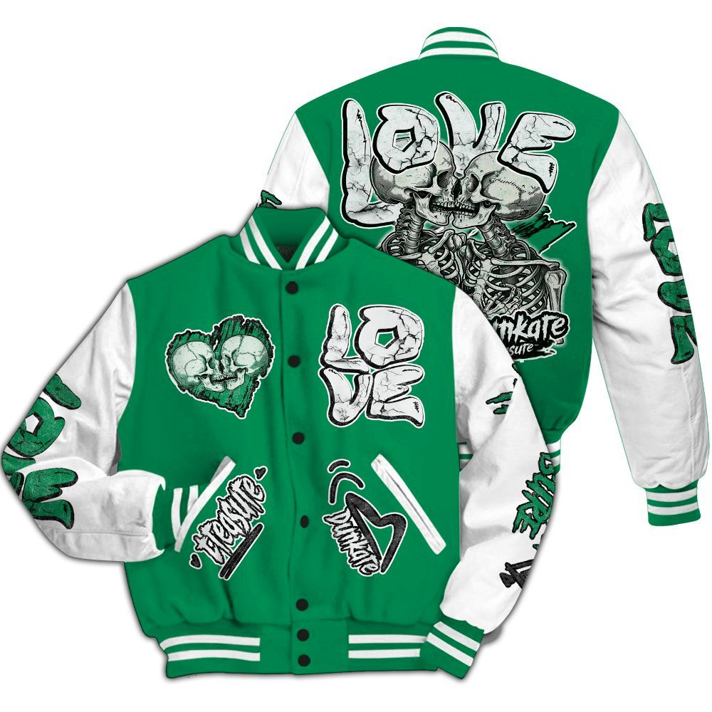 Varsity Jacket To Match Mid Lucky Green 1s - Skull Bear All Over Print