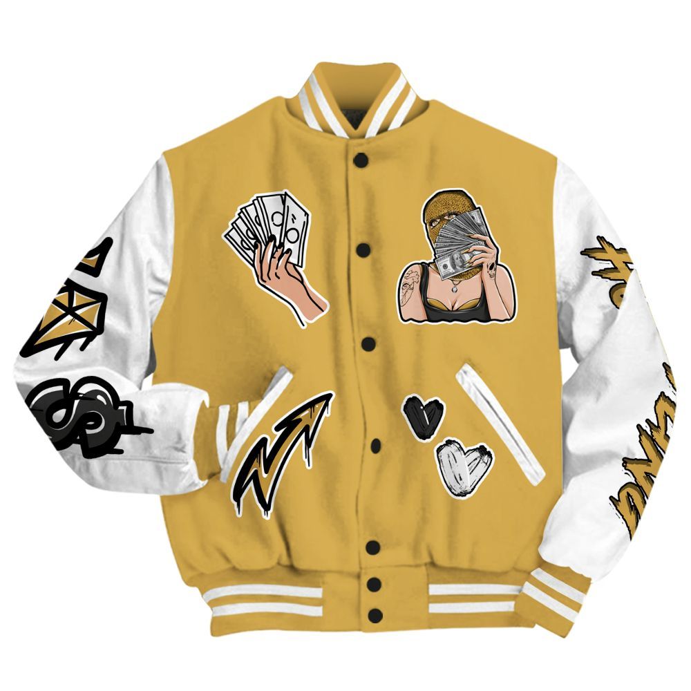 Varsity Jacket To Match Retro Light Ginger 14s - Hustling Unique All Over Print