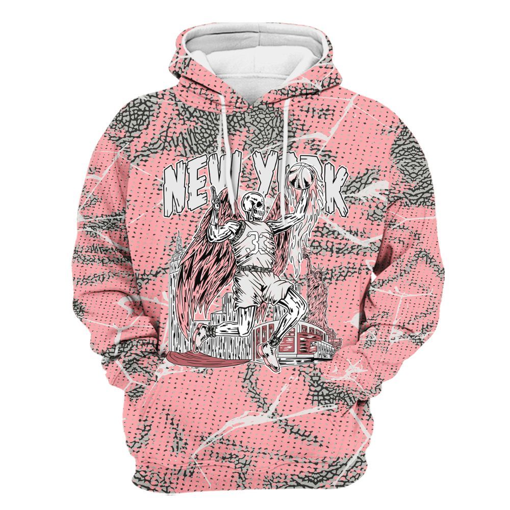 Hoodie To Match Retro Wings 3s - Ewing Era Skeleton Crack All Over Print