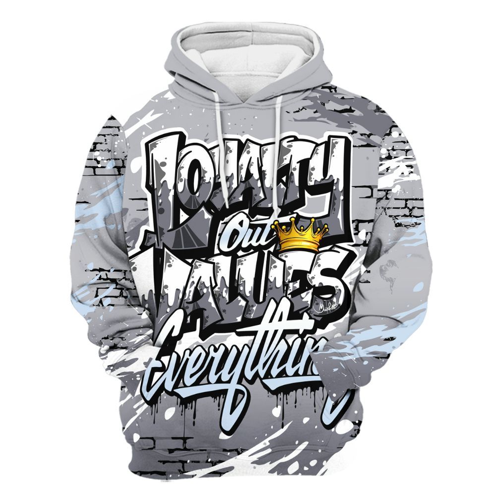 Hoodie To Match Low Cement Grey 11s - Values Of Loyalty Drip All Over Print
