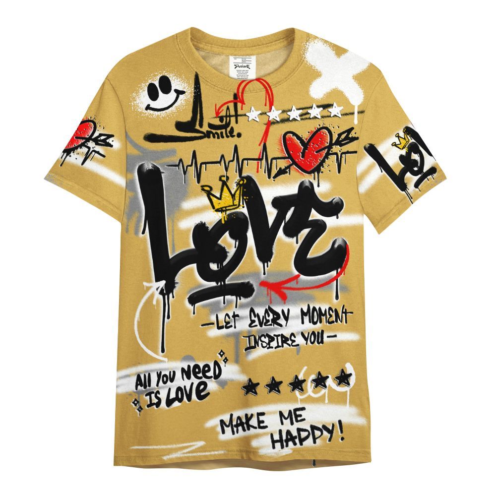 Shirt To Match Retro Light Ginger 14s - Happy Love Beats Graffiti Streetwear All Over Print