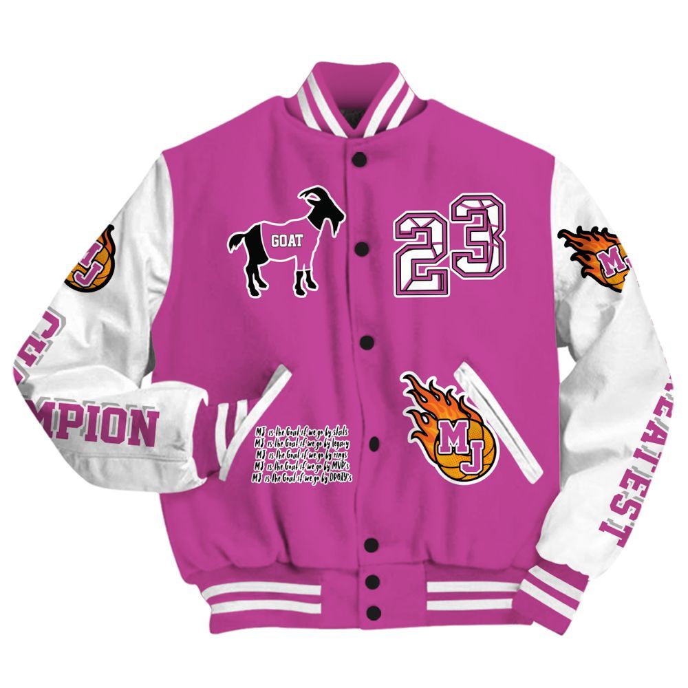 Varsity Jacket To Match Dunk Low Active Fuchsia - 23 G.0.A.T Jump Up Basketball All Over Print