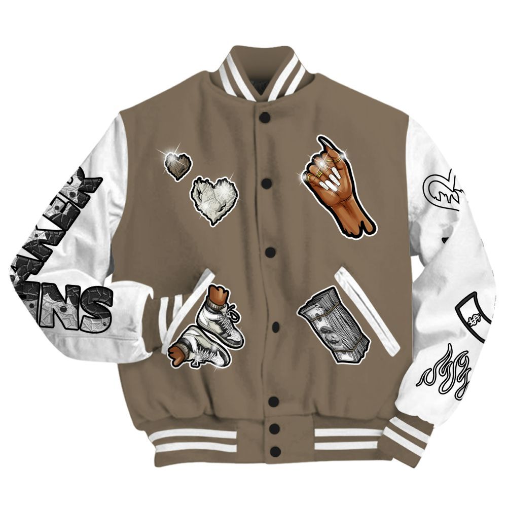 Varsity Jacket To Match Low OG Dark Mocha 1s - Sneakerz Girlz All Over Print