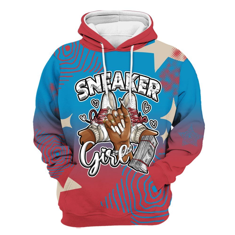 Hoodie To Match High OG University Red Dark Powder Blue 1s - Sneakerz Girlz Unique Starz All Over Print