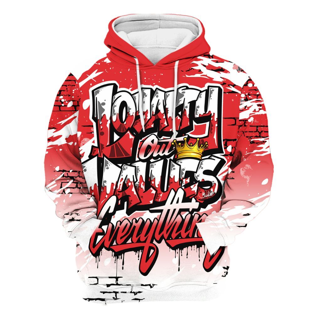 Hoodie To Match Chile Red 9s - Values Of Loyalty Drip All Over Print