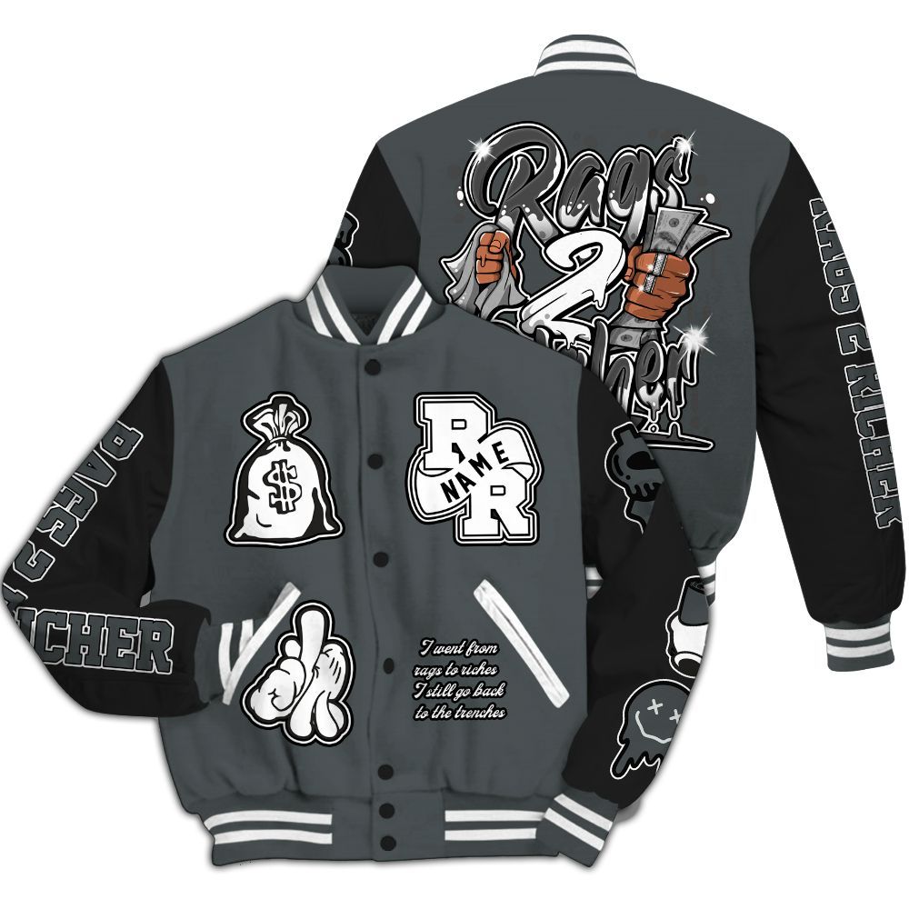 Varsity Jacket To Match Black RM Nigel Sylvester 4s - Rag 2 Rich Graphic Custom Name All Over Print