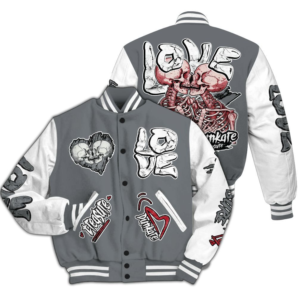 Varsity Jacket To Match Retro Fire Red 9s - Skull Love All Over Print