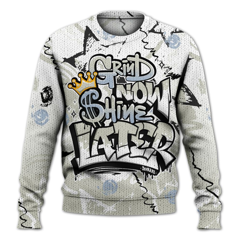 Knitted Sweater To Match Low OG Wolf Grey 1s - Grind Shine Later Drip