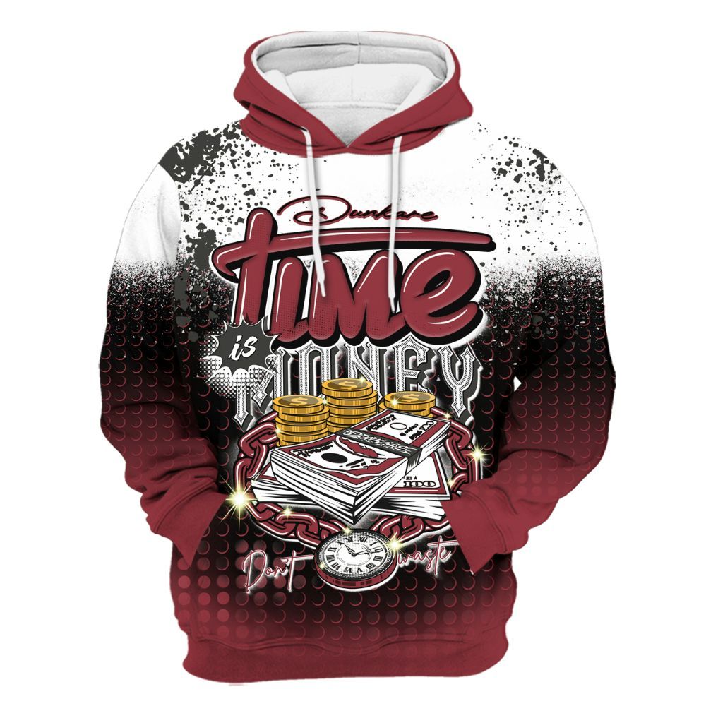 Hoodie To Match Black Toe 14s - Halftone Time Is Money All Over Print