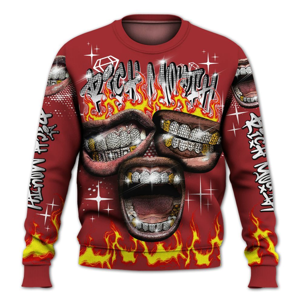 Sweatshirt To Match Alternate Flu Game 12s - Rich Mouth Fire Rap Retro 90s All Over Print