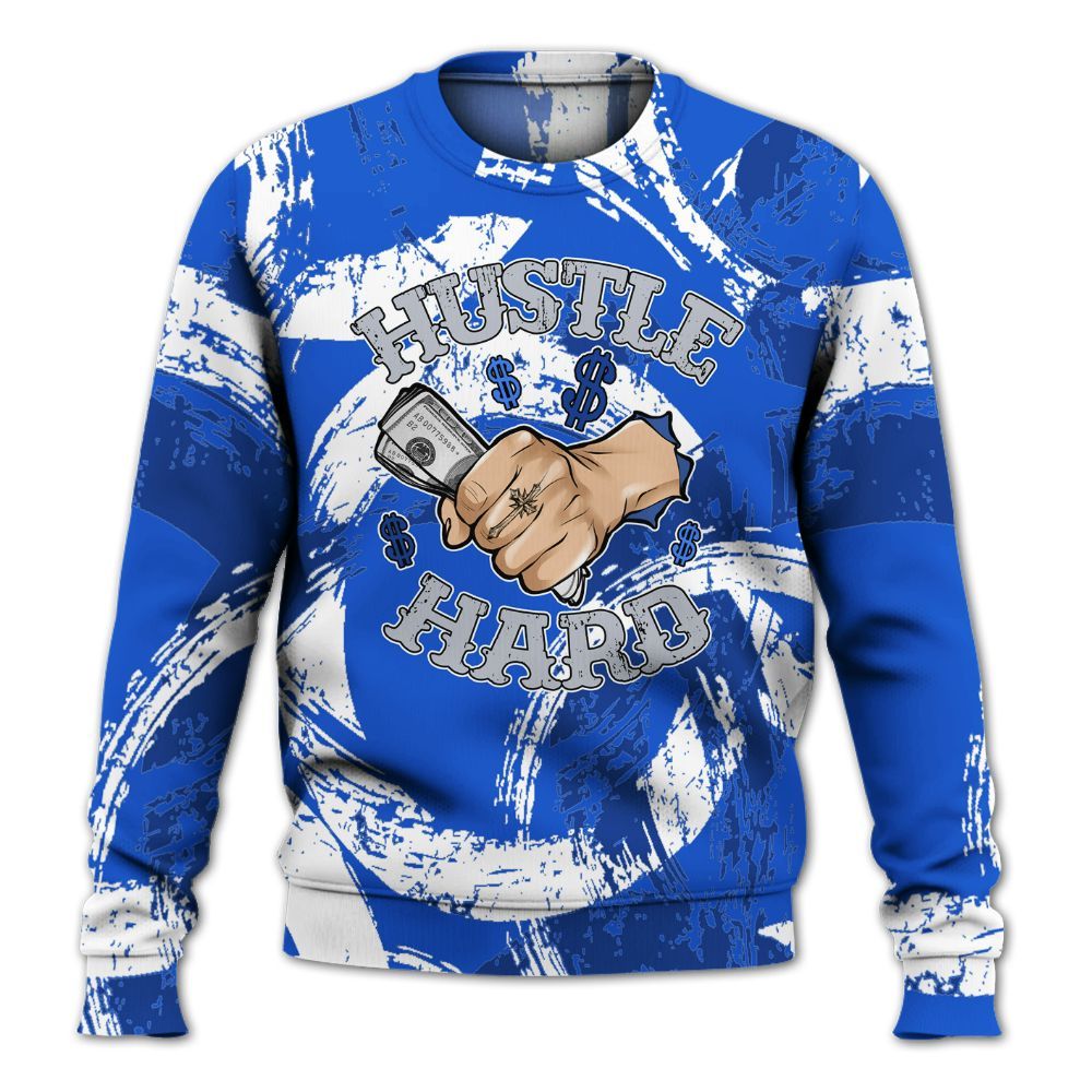 Sweatshirt To Match Air Foamposite One Royal - Hustles Hard! Splash All Over Print